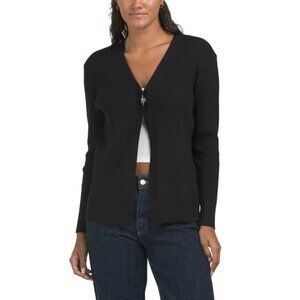 RIO & RIAN Black V-neck Long Sleeve Sweater Cardigan